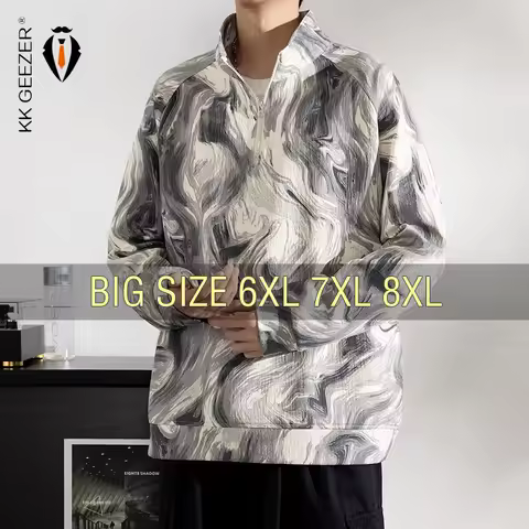 Men Sweatshirts Hoodies Watercolor Print 3D Oversized 6XL 7XL 8XL Plus Size Long Sleeve Autumn Zippe
