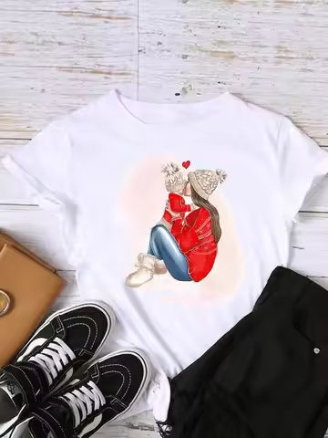 Watercolor Mom Mama Mother Lady New Year Shirt Print Women Tee Christmas Holiday Top Fashion Clothin