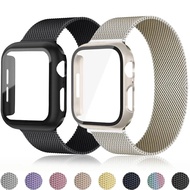 Milanese Strap For Watch Ultra2 49mm Series 9 8 SE 7 6 5 4 3 2 1 iWatch 45mm 41mm 44mm 40mm 42mm 38mm Ultra 2 Stainless Steel Smart Band Hard PC Frame Cover Case+HD Tempered Glass