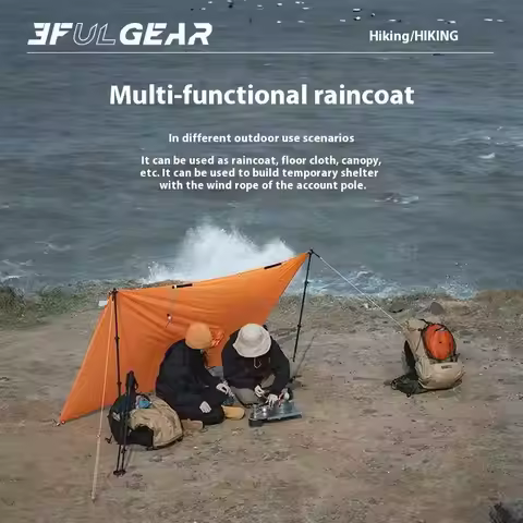 3F UL GEAR Ultralight Camping Hiking Raincoat Rain Jacket Rainwear 15D Silicone 3in1 Outdoor Awning 