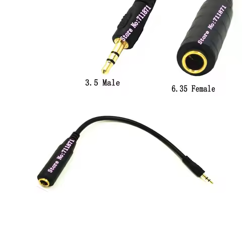 6.35 Female to 3.5 Male Plug Jack Stereo Hifi Mic Audio Extension Cable 30cm Short 3.5mm Male 6.35MM