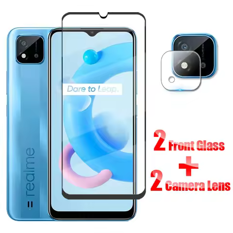 Full Cover Glass For Realme C21 Tempered Glass Realme C21Y C20 C25 C15 C12 C11 8i 8S 8 Pro Screen Pr
