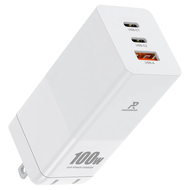 POWERRIDER 氮化鎵三孔折疊快速充電器 PD100CA 100W  白色  1個
