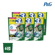 【日本P&amp;G】Ariel 4D超濃縮抗菌凝膠洗衣球-室內晾曬消臭(綠)-33入x6袋(2023日本境內版/補充袋裝)