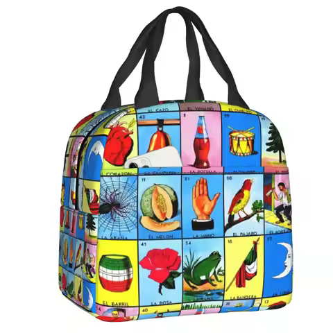 Custom Loteria Card Mexican Bingo Lottery Lunch Bag Men Women Thermal Cooler Insulated Lunch Boxes f