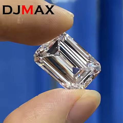DJMAX Rare Super White Emerald Cut Moissanite Loose Stone D Color Lab Grown champagne Pink Certified