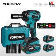 Yofidra Brushless  1000N.M Electric Impact Wrench 3 Funtion 1/2 inch Cordless Screwdriver Electric Drill for Makita 18V Battery