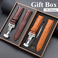 10-24mm Gift Box Brown Alligator Pattern Genuine Leather Watch Strap Band for Men Women SEIKO Diver 