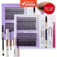 DIY Eyelash Cluster Kit, Includes Glue Sealant Remover Tweezers, Home Lash Extension Complete Set