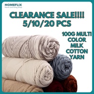 Homeflix 5/10/20pcs 100g Milk Cotton Yarn 8Ply Yarn for Crochet Knitting DIY Projects
