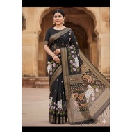 [1 minute saree] READYMADE PICHWAI PRINTED LINEN SAREE