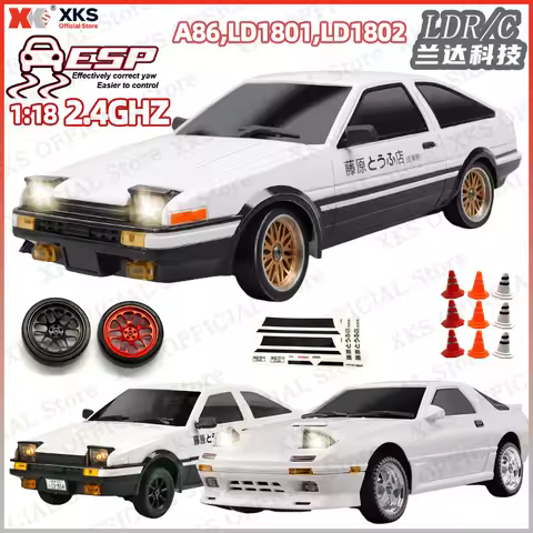XKS LDRC LD1801 AE86 LD1802 RX-7 1/18 Model RC Car Drift Racing 2.4g ESP Gyroscope LED Lights Mini R