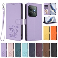 Suitable For realme GT 8 6 7 GT7 Pro Mobile Phone Leather Case Flip Cover Love Cat Magnetic Buckle P