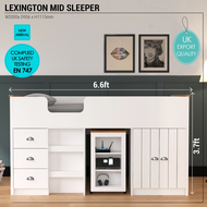 Synergy House Lexington Mid Sleeper- Kids Bed - Bunk Bed With Desk & Storage -Drawer Storage - Expor