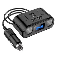 Car Charger 60W Power Adapter 2 Sockets 2 USB 2 Type C Charging Port PD 22W Fast Charging Voltage De