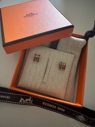 Hermes Earrings mini pop H Brown 耳環 銀啡
