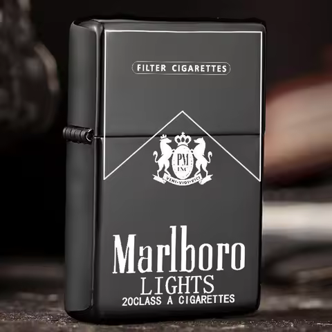 Marlboro Classic Open Flame Grinding Wheel Lighter Gift Box Men's Gift Cigarette Lighter Can Customi