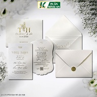 [KA-25VIP4B] Horizontal wedding invitation, 3D embossed flower pattern, cream art paper, size 19x14c