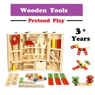 🇲🇾💥43Pcs Wooden Toolbox Construction Building DIY Kids Toys