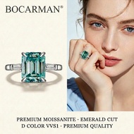 BOCARMAN 4.0 CT GRA Certified Emerald Cut Moissanite Ring S925 Sterling Silver Rhodium and 18K Gold 