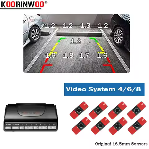 Koorinwoo Original Flat 16.5MM Radars Car Parking Sensors 8/6/4 Black/white Metal Bumper Reverse Ala