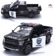 ProudNada Toys ของเล่นเด็ก รถเหล็กโมเดล รถกระบะตำรวจฟอร์ดแร็ปเตอร์ 1:46 KINSMART 2022 Ford F-150 Rap