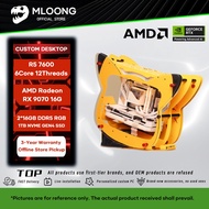 MLOONG Custom Gaming/Live Streaming/Design PC | R7 7600, RX 9070 16GB, 2x16GB DDR5, 1TB SSD