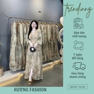 Huong Fashion brocade dress with lace