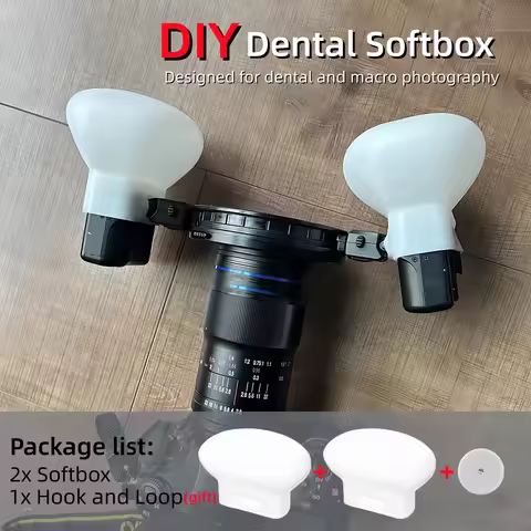 2pcs Silicone Softbox Dental Macro Flash Diffuser Natural Light for Nikon R1C1 Yongnuo YN24EX Godox