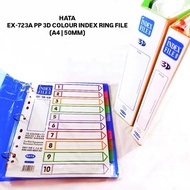 (1PC) HATA EX-723A PP 3D 50MM A4 Index Ring File With Index Divider [Colour] X 1PC