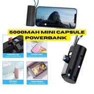 2 IN 1 Pocket Mini Powerbank Portable I-Pone Mini Capsule Power Bank 5000mAh