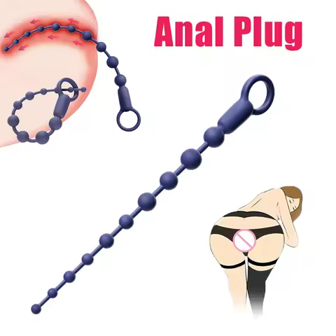 Powerful Vibrating Anal Beads Butt Plug with Pulling Beads Design Soft Silicone Prostate Massager fo