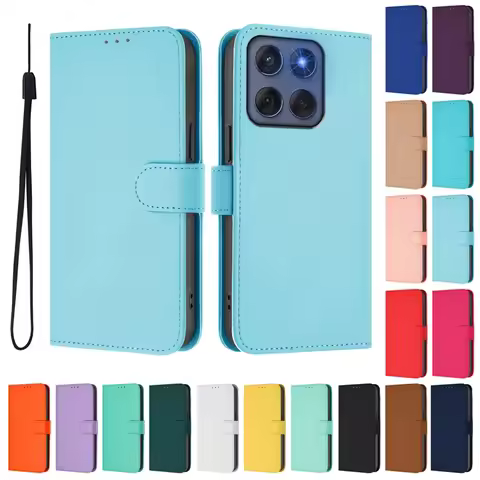 For Coque Motorola Edge 60 Pro Case Candy Solid Color Flip Cover for Motorola Edge 60 Fusion Moto Ed