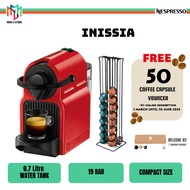 Nespresso Inissia Coffee Machine - Ruby Red C40-ME-RE-NE [Free Capsule Holder*Random Color*]