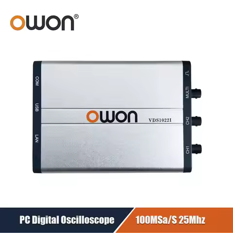 OWON VDS1022I/VDS1022 Digital Oscilloscopes 100MSa/S 25Mhz 10M Record Length 2/ 4 Channel PC Portabl