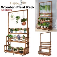 Plant Rack Plant Stand with wheels Wooden Plant Self Flower Rack For Indoor Outdoor Multiple Plants - Pine Wood Rack