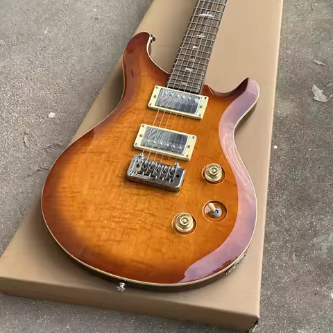 PRS Style Custom24 Electric Guitar, Tiger Flame Maple Sunburst Top