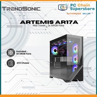 TRENDSONIC ARTEMIS AR17A TG MID TOWER ATX CASING - 4X ARGB FANS / TYPE C PORT