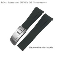 20mm 21mm Silicone Watchband Luxury Band For Rolex Submariner DAYTONA GMT Yacht-Master Silicone Strap Black Watch Band Bracelet Accessories