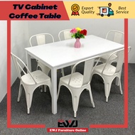 EWJ Dining Table Set with 9898 Kerusi Makan Besi Cafe Metal Dining Chair Steel Chair 4 6 8 seater White Murah Cantik