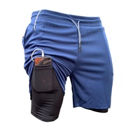 Summer New Fake 2-Piece Casual Sports Fitness Personality Trendy Quick-Drying Shorts Anti-Exposure D