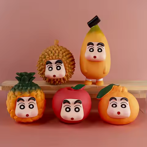 8cm Anime Crayon Shin-chan Apple Orange Nohara Shinnosuke Fruit Series Action Figures PVC GK Model C