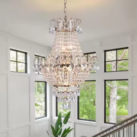 ARLGSITE Luxury Gold Crystal Chandelier Elegant Dazzling K9 Crystals Ceiling Light for Living Room D