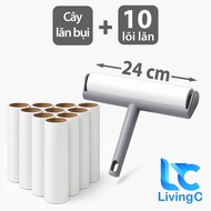 Combo cây lăn bụi + 10 lõi lăn bụi Living C cuộn giấy lăn bụi 55 lớp