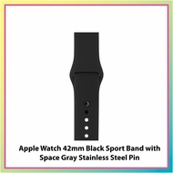 Apple Watch 42mm Black Sport Band with Space Grey Stainless Steel Pin * Watch Band *