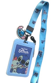 STITCH SKY ซองใส่บัตร ที่ใส่บัตร พร้อมสายคล้องคอ ( 2cm) มีตุ๊กตาเล็ก  ลาย  สติทช์ b ฟ้า สำหรับบัตร 5.5x8.5cm (body 7x11cm) สวยงาม น่าใช้งาน by Noeynest