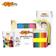 Craft Easy Kids Crafting Gift Set (Clay Bar 10in, Popsicle, Googly Eyes, Fuzzy Wire, Pompoms)