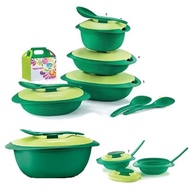 Tupperware Emerald Serving Set with Sambal Dish &amp; Rice Server (7) Green