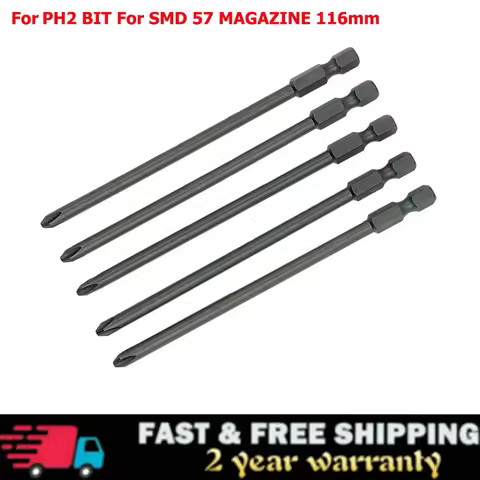 5Pcs Long 116mm Magnetic Cross Head PH2 Electric Screwdriver Bit For PH2 BIT FOR SMD 57 MAGAZINE