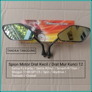 Spion Motor Suzuki Gagang Hitam Pendek Tanggung Drat Baut Kecil Mur 12